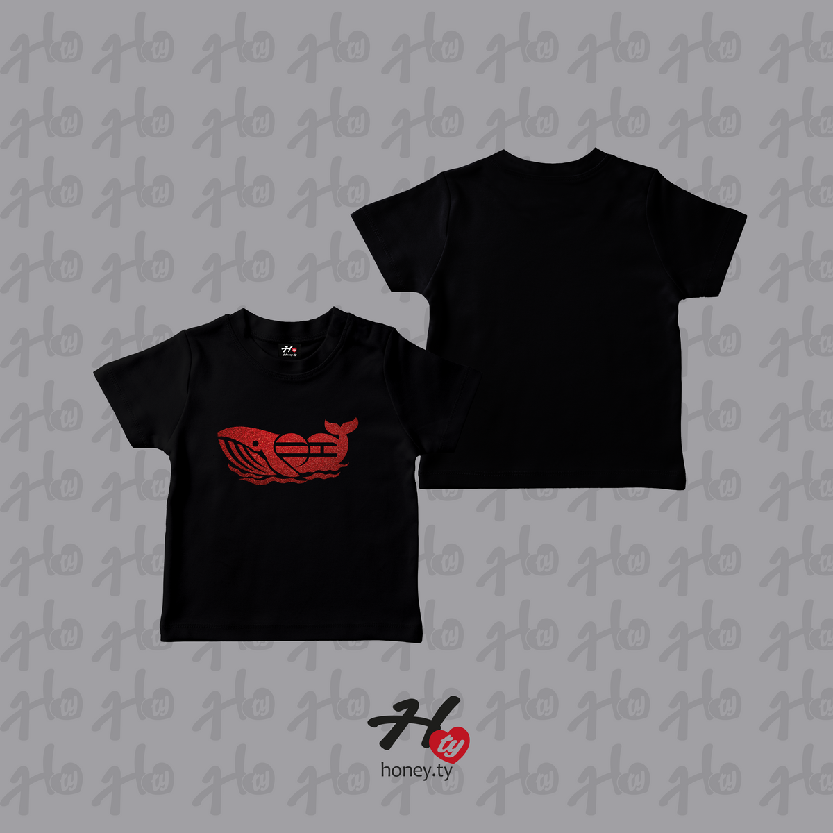 WHALIEN RED (GUITTER) - BABY TEE
