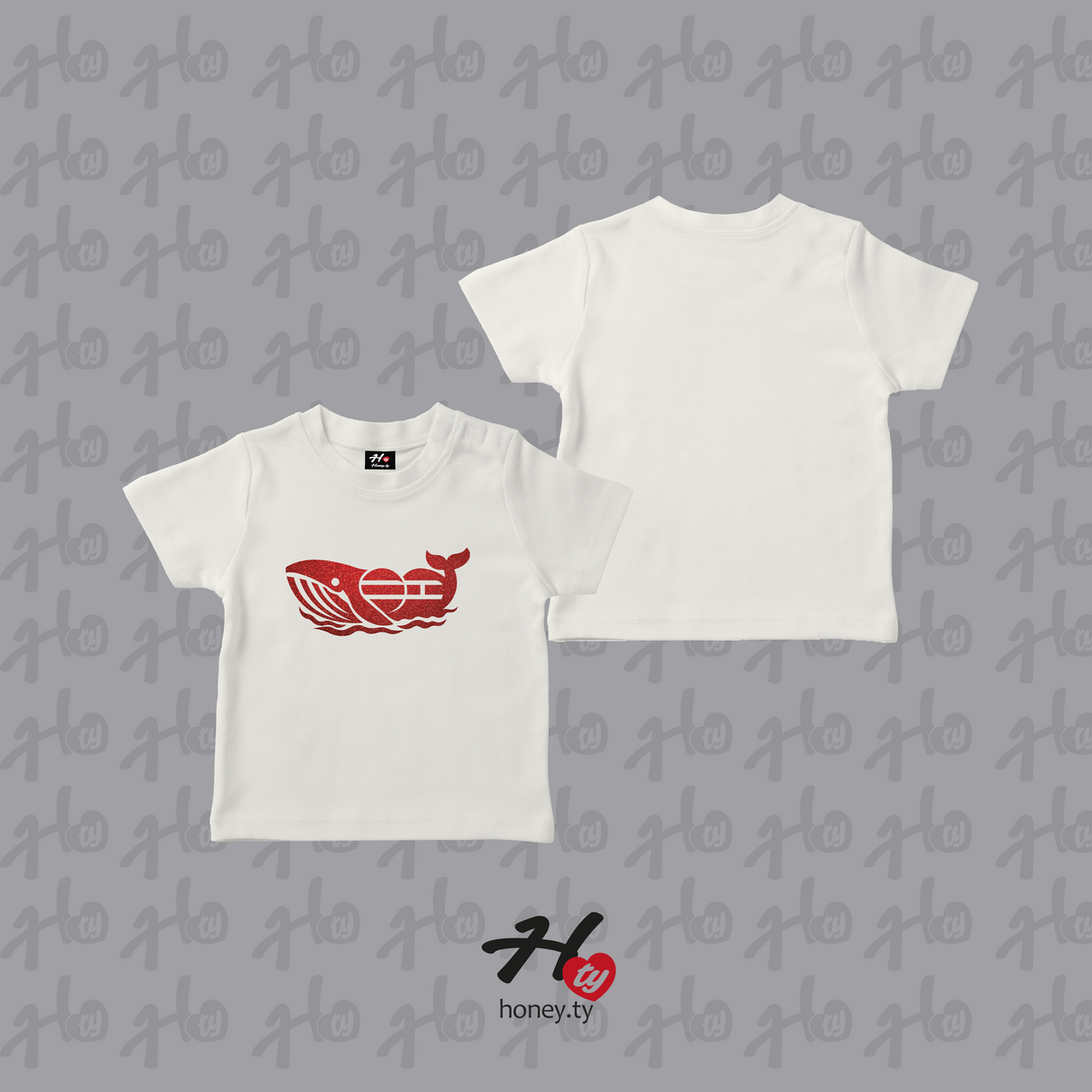WHALIEN RED (GUITTER) - BABY TEE