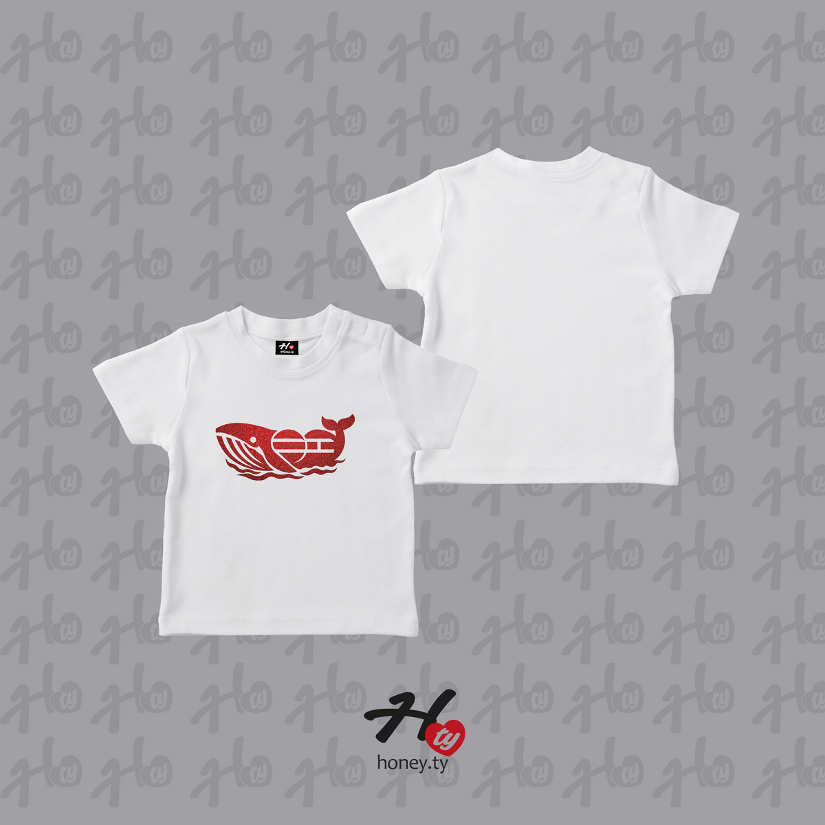 WHALIEN RED (GUITTER) - BABY TEE